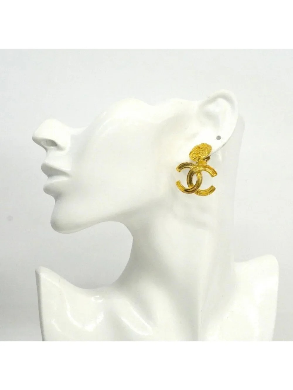 Chanel Earrings Vintage CC Logo Gold Plated